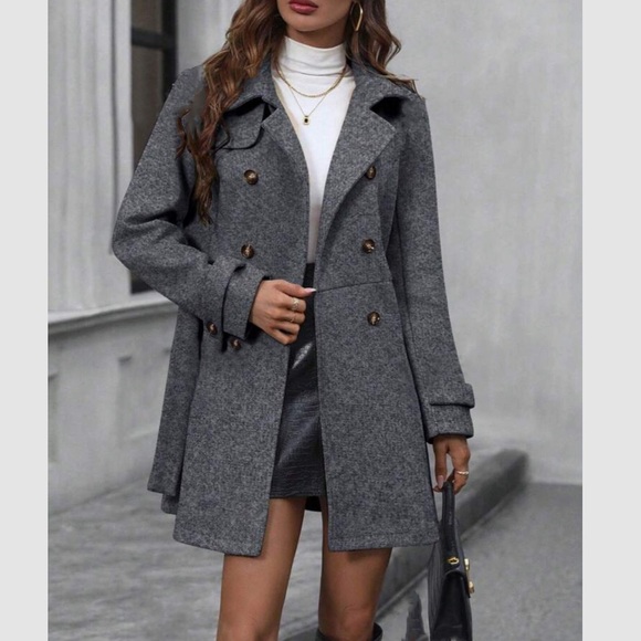 Luxe blue cozy double breasted coat - Picture 9 of 10